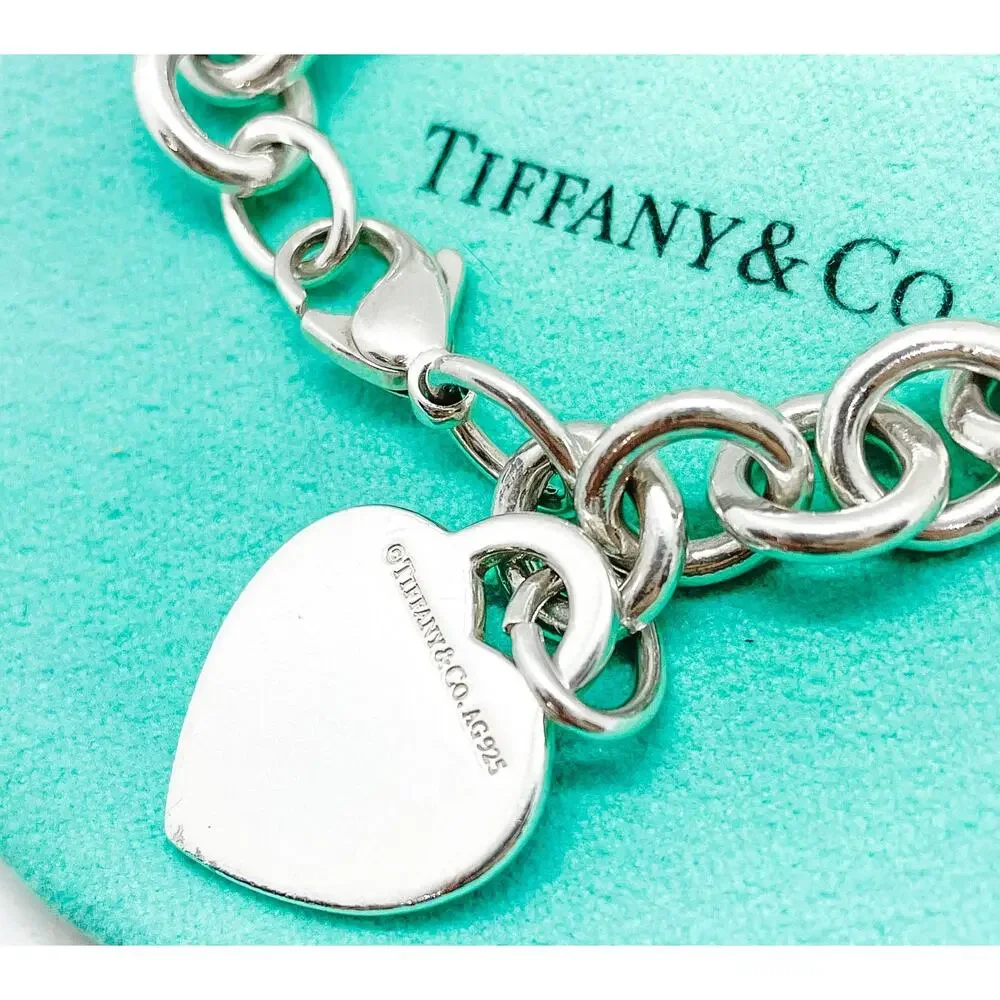 Tiffany & Co Return to Tiffany Blue Enamel Splash Heart Tag Bracelet 6.25